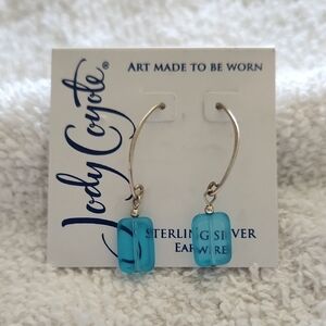 Jody Coyote Sterling Silver Blue Sea Glass Earrings